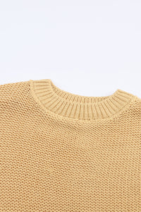 Rose Hollowed Long Sleeve Drop Sleeve Knit Sweater