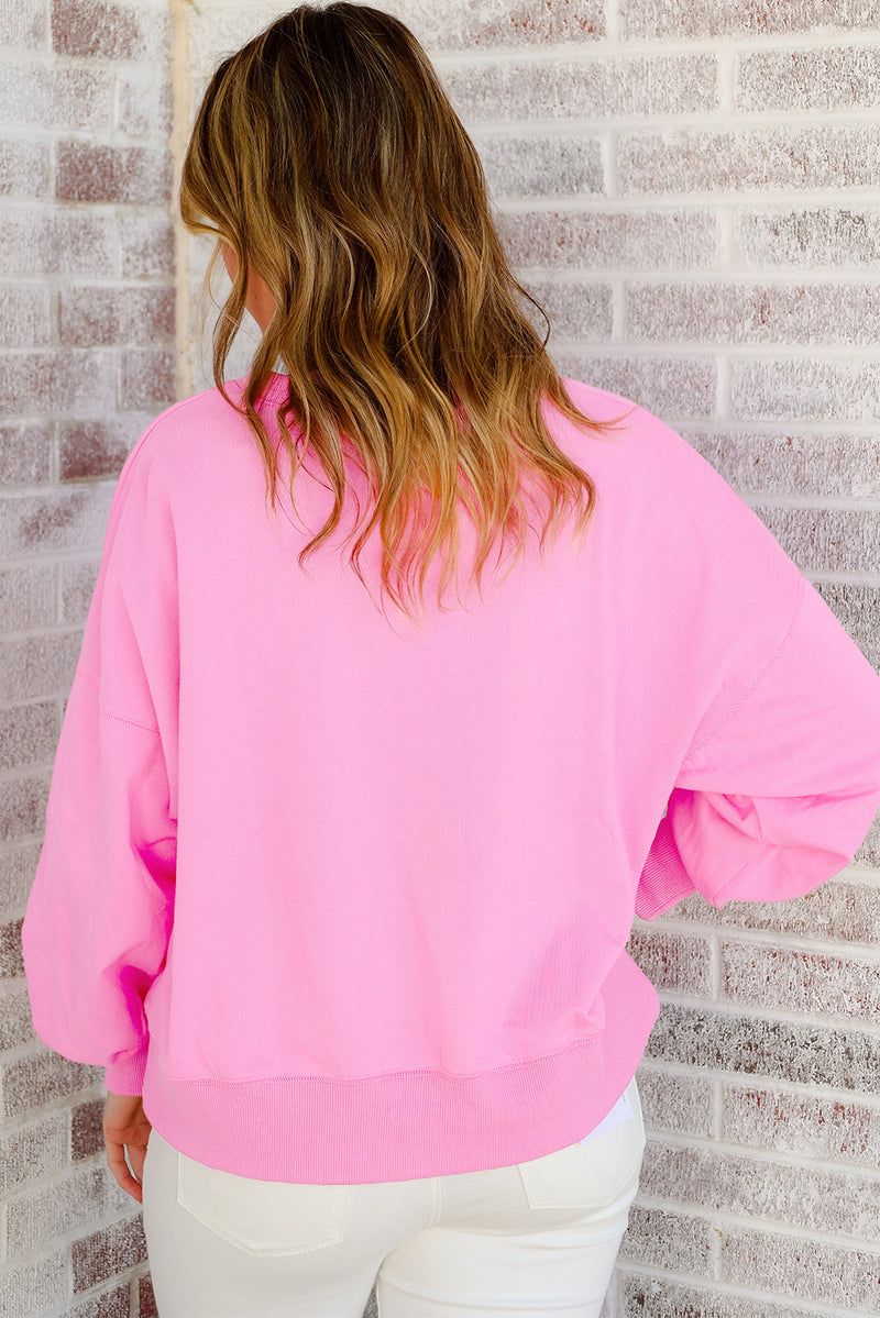 Pink Touch Down Rugby Thread Embroidery Sweatshirt