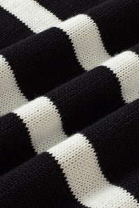 Black Stripe Zipped Collar Knit Sweater Tank