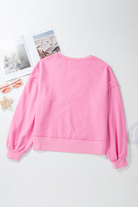 Pink Touch Down Rugby Thread Embroidery Sweatshirt