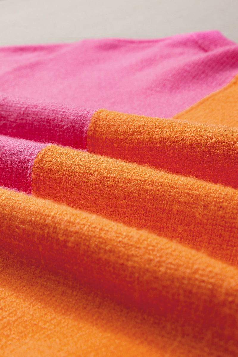 Flamingo 2-tone Color Block Knit Cap Sleeve Sweater Top