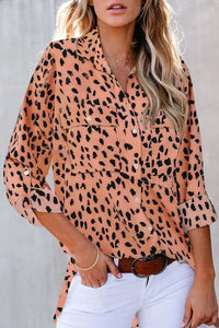 Pockted Printed Button Up Shirt
